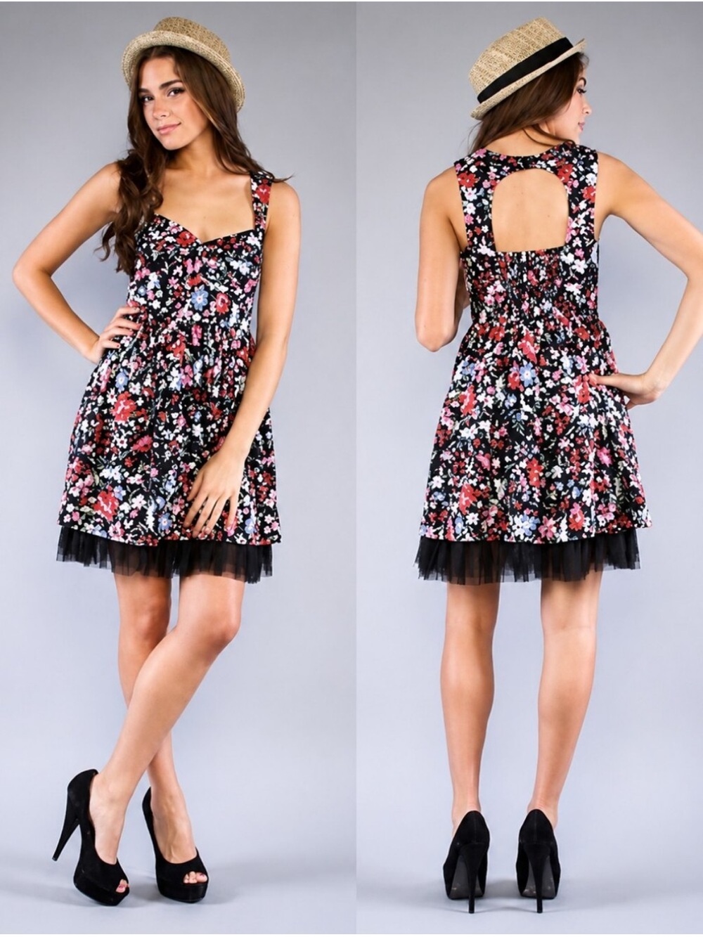 Free People Sunkissed Summer Floral Tulle Sweetheart Mini Dress Fit Flare Sz 12